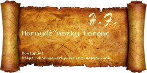 Hornyánszky Ferenc névjegykártya